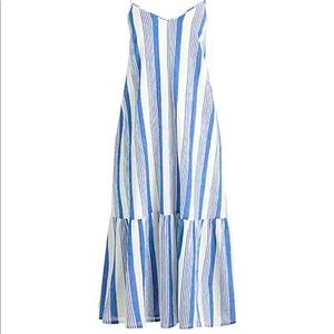 NWT J-Crew Delft blue and white striped midi-dress size Large